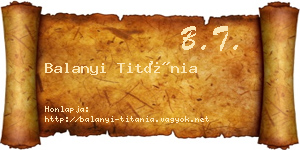Balanyi Titánia névjegykártya